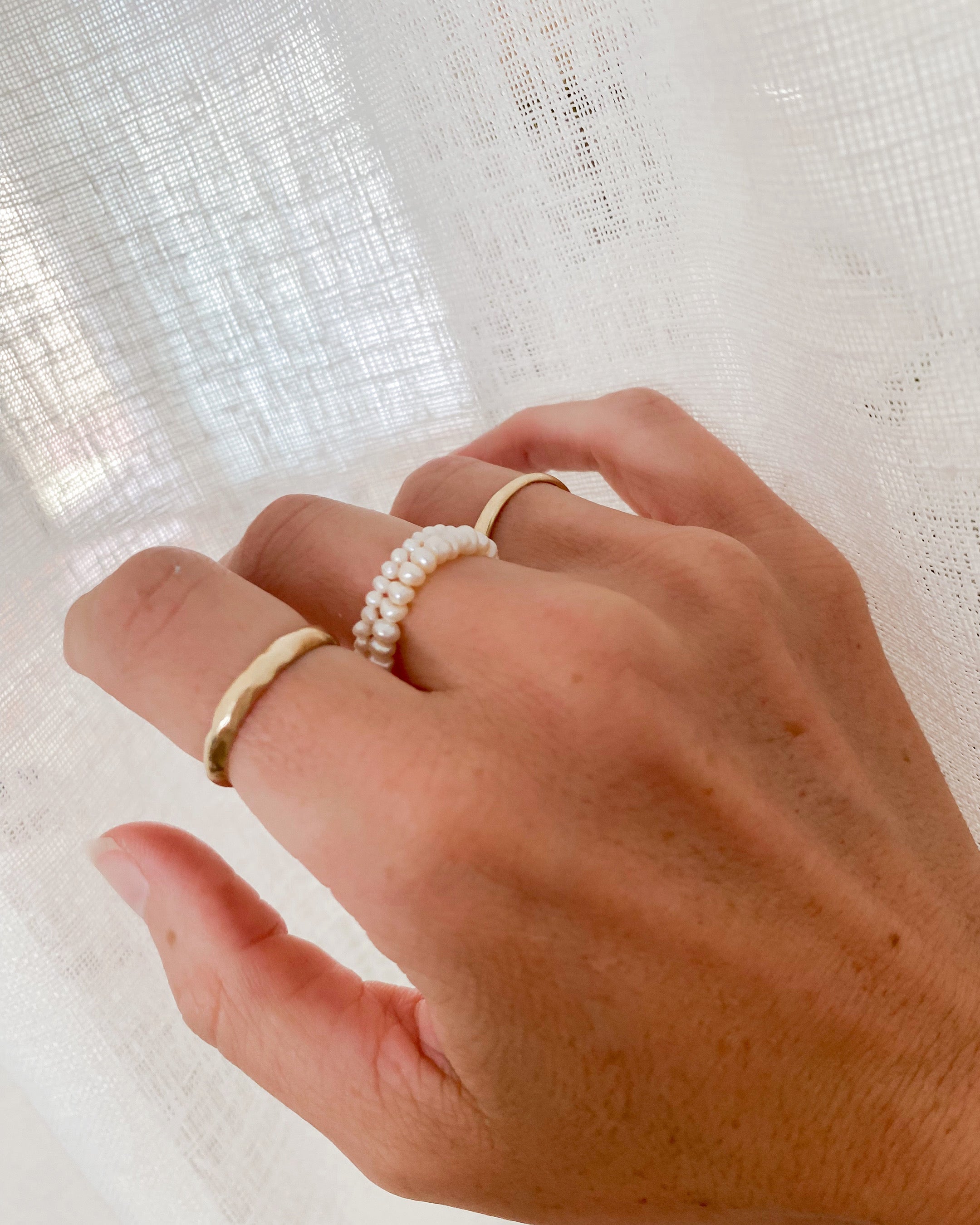 Beaded Pearl Ring - 4mm pearls | Rachel Stone Jewellery